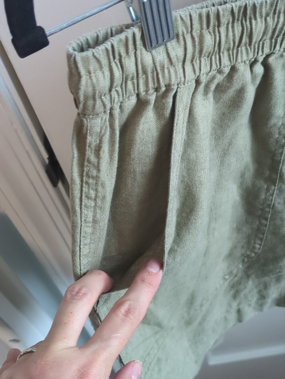 Quince Olive Drawstring Linen-Blend Shorts - Picture 5 of 5